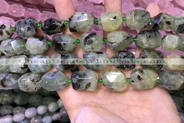 CNG8582 13*18mm - 15*20mm faceted nuggets green rutilated quartz  beads