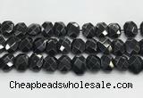 CNG8624 10*13mm - 12*16mm faceted freeform black agate beads