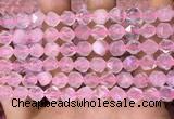 CNG8691 15.5 inches 8mm faceted nuggets rose quartz beads