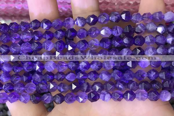 CNG8700 15.5 inches 6mm faceted nuggets amethyst gemstone beads