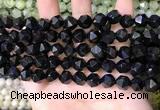 CNG8737 15.5 inches 8mm faceted nuggets black agate beads