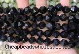 CNG8738 15.5 inches 10mm faceted nuggets black agate beads