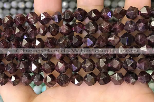 CNG8770 15.5 inches 8mm faceted nuggets garnet gemstone beads