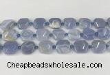 CNG8818 15.5 inches 16mm - 20mm faceted freeform blue chalcedony beads