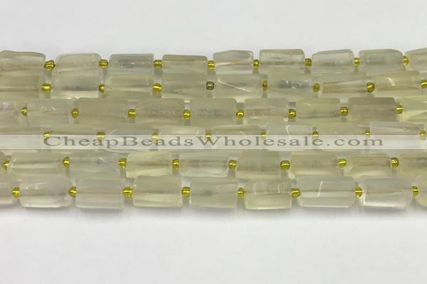 CNG8851 15.5 inches 8*12mm - 10*16mm nuggets matte lemon quartz beads