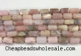 CNG8859 15.5 inches 8*12mm - 10*16mm nuggets matte pink opal beads