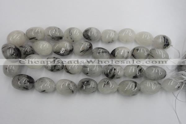 CNG887 15.5 inches 18*25mm nuggets black rutilated quartz beads