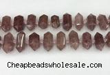 CNG8900 10*25mm - 14*30mm faceted nuggets strawberry quartz beads