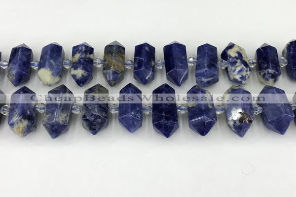 CNG8903 10*25mm - 14*30mm faceted nuggets sodalite beads