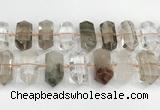 CNG8911 10*25mm - 15*30mm faceted nuggets phantom quartz beads