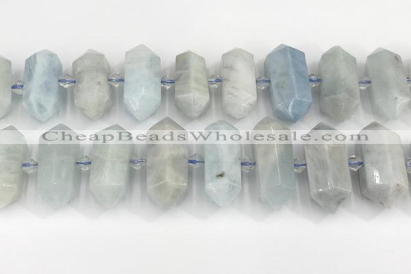 CNG8913 15.5 inches 10*25mm - 15*30mm faceted nuggets aquamarine beads