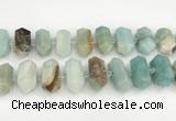 CNG8914 15.5 inches 10*25mm - 15*30mm faceted nuggets amazonite beads