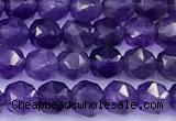 CNG9109 15 inches 4mm faceted nuggets amethyst beads