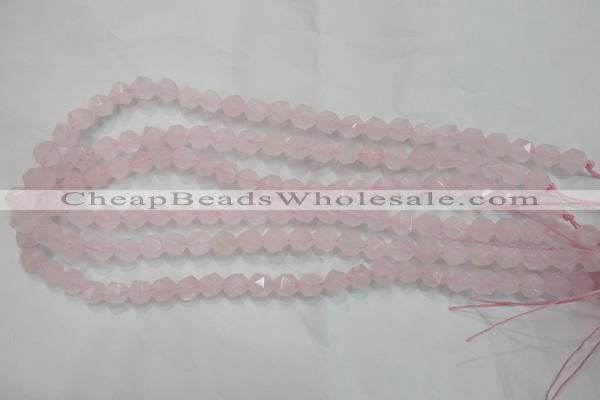 CNG919 15 inches 8mm faceted nuggets rose quartz beads