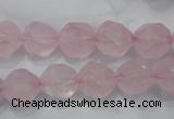 CNG921 15 inches 12mm faceted nuggets rose quartz beads