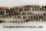 CNI376 15.5 inches 6mm round matte American picture jasper beads