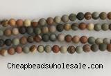 CNI377 15.5 inches 8mm round matte American picture jasper beads