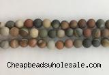 CNI378 15.5 inches 10mm round matte American picture jasper beads