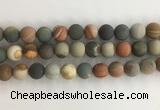 CNI379 15.5 inches 12mm round matte American picture jasper beads