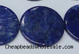 CNL1281 15.5 inches 30mm flat round natural lapis lazuli beads