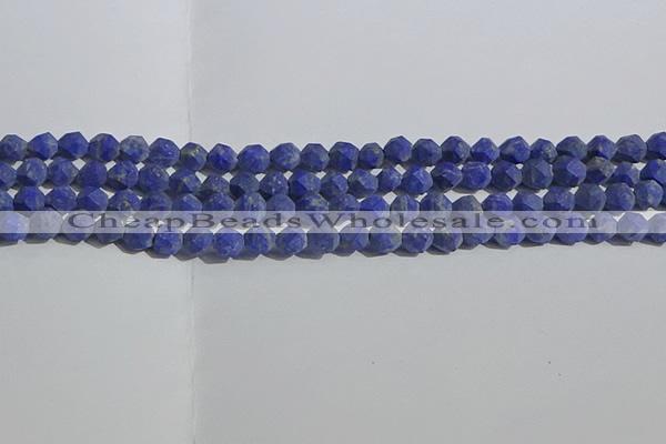 CNL1665 15.5 inches 6mm faceted nuggets matte lapis lazuli beads