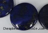 CNL458 15.5 inches 30mm flat round natural lapis lazuli beads