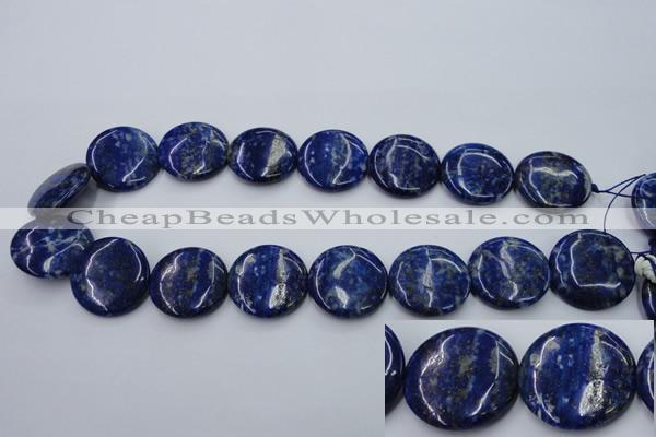 CNL737 15.5 inches 25mm flat round natural lapis lazuli gemstone beads