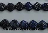 CNL991 15.5 inches 10mm carved flower natural lapis lazuli gemstone beads