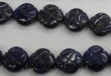 CNL993 15.5 inches 13mm carved flower natural lapis lazuli gemstone beads