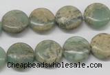 CNS10 16 inches 14mm flat round natural serpentine jasper beads