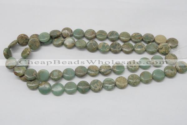 CNS10 16 inches 14mm flat round natural serpentine jasper beads