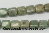 CNS15 16 inches 10*10mm square natural serpentine jasper beads