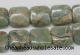 CNS16 16 inches 14*14mm square natural serpentine jasper beads