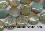 CNS161 15.5 inches 16mm flat round natural serpentine jasper beads