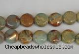 CNS189 15.5 inches 10mm flat round natural serpentine jasper beads