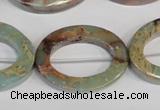 CNS198 15.5 inches 22*30mm oval donut natural serpentine jasper beads