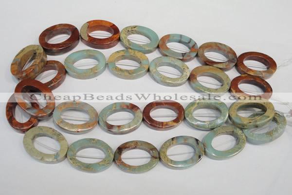 CNS198 15.5 inches 22*30mm oval donut natural serpentine jasper beads