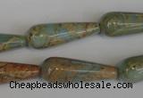 CNS201 15.5 inches 10*30mm teardrop natural serpentine jasper beads