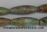 CNS204 15.5 inches 10*30mm rice natural serpentine jasper beads