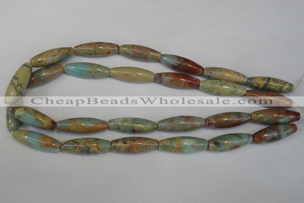 CNS204 15.5 inches 10*30mm rice natural serpentine jasper beads