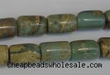 CNS205 15.5 inches 10*14mm drum natural serpentine jasper beads