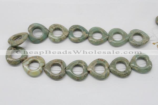 CNS22 16 inches 30*30mm heart natural serpentine jasper beads