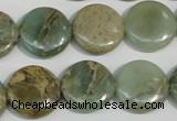 CNS231 15.5 inches 16mm flat round natural serpentine jasper beads