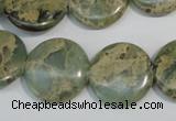 CNS232 15.5 inches 18mm flat round natural serpentine jasper beads