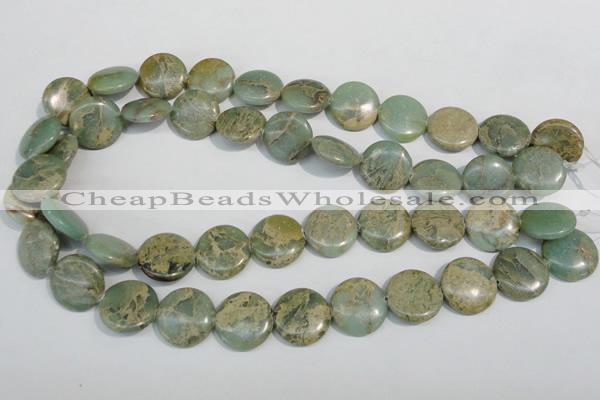 CNS232 15.5 inches 18mm flat round natural serpentine jasper beads