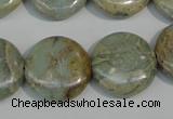 CNS233 15.5 inches 20mm flat round natural serpentine jasper beads