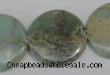 CNS235 15.5 inches 30mm flat round natural serpentine jasper beads