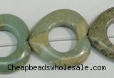 CNS272 15.5 inches 30*30mm heart donut natural serpentine jasper beads