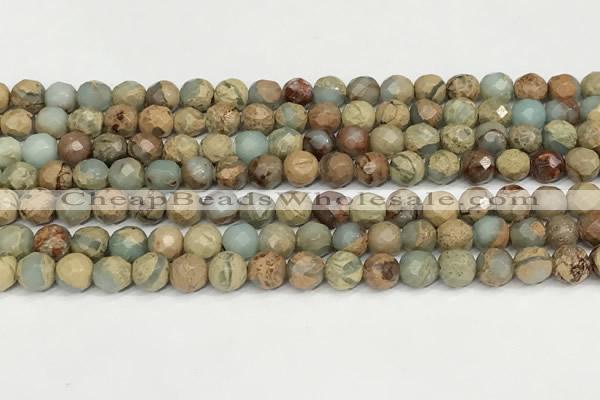 CNS341 15.5 inches 6mm faceted round serpentine jasper beads