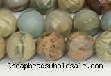 CNS342 15.5 inches 8mm faceted round serpentine jasper beads